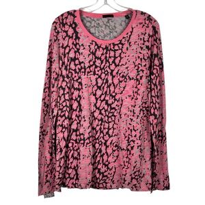 ATM Anthony Thomas Melillo Slub Knit Print Leopard Distressed Long Sleeve Tee L